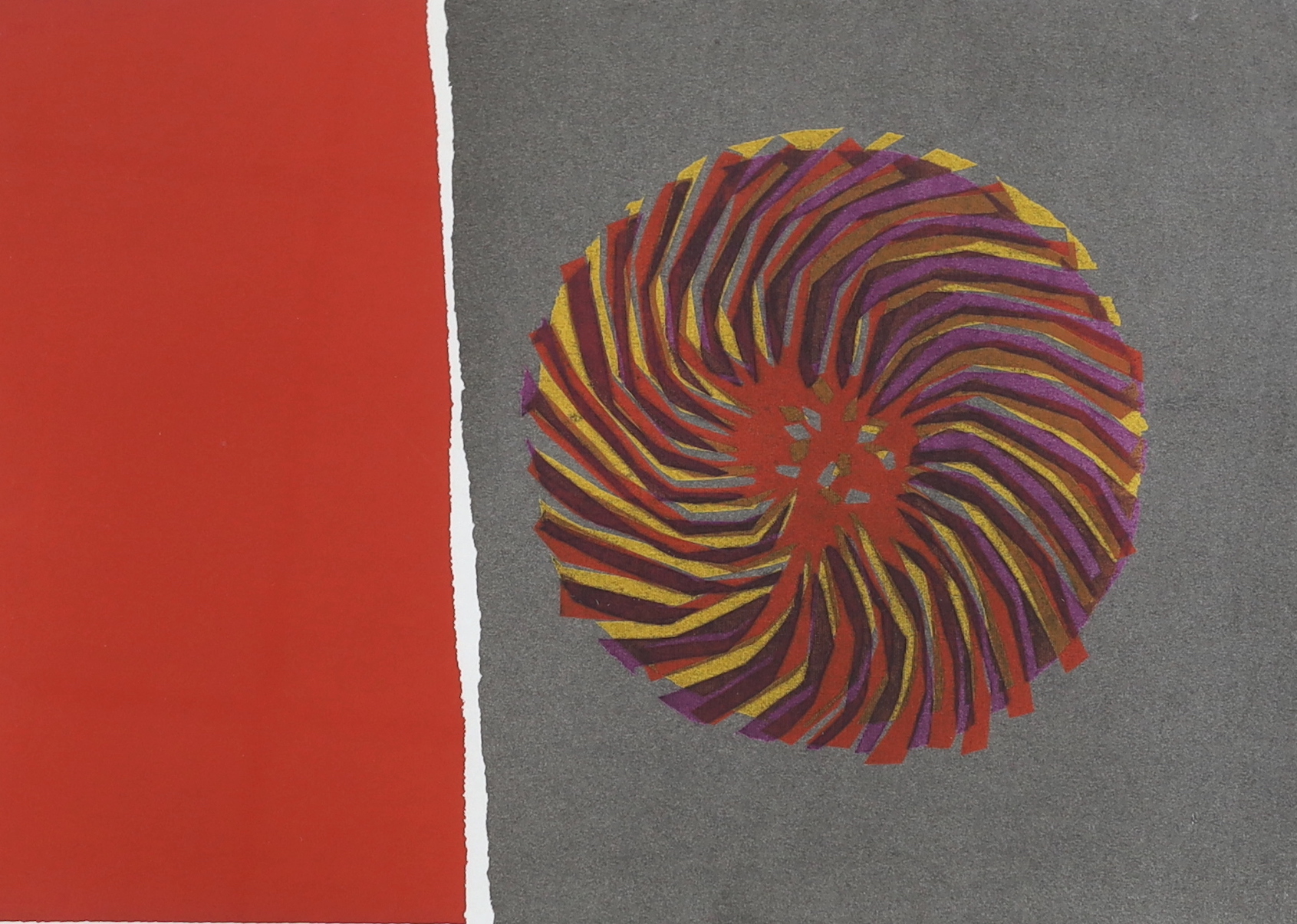 Ronald King (b.1932), colour screenprint, 'Red Sunflower', signed in pencil, limited edition 21/25, 36 x 50cm